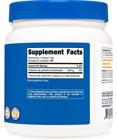 Nutricost Potassium Bicarbonate Powder 2 LB - Gluten Free & Non-GMO | High-Quality Supplement - Buy Online on GoSupps.com