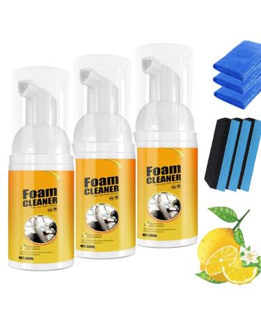 Amplesunshine Foam Cleaner Strong Decontamination Cleaners Spray Multifunctional Car Foam Cleaner Powerful Stain Removal Kit Foam Cleaner for Car and House Lemon Flavor (3Pcs 30ML)