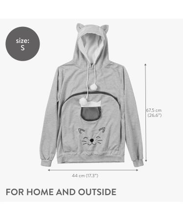 Homelevel Cat Pocket Hoodie Sweater - Cute Pet-Friendly Sweater with Dog Bag - Ideal Cat Sweater for Small Pets - L Gray - Buy Online on GoSupps.com