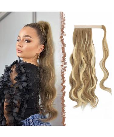 Fine braid horse tail hair extensions long wavy curly clip in ponytail synthetic hair braid hair extension hair part for women lightest ash brown & bleach blond 60 cm 60 cm (1 Pack) lightest ash brown & bleaching blonde