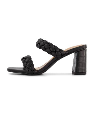 Dunes + CUSHIONAIRE Technology Women's Iris braided Heel Sandal +Memory Foam and Wide Widths Available 8.5 Black
