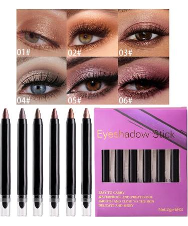 Stick Eyeshadow 6 Colours Waterproof Shimmer Eyeshadow Stick Colors Stick Eyeshadow Waterproof Shimmer Eyeshadow Stick Shimmer Smudge-proof Eyeshadow Stick Eye Brightener Pencil for Women - Buy Online on GoSupps.com