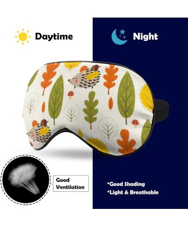 LynaRei Cartoon Hedgehog and Leaves Sleeping Mask - Adjustable Strap Eye Mask for Blocking Light - Autumn Forest Design (Style-4) - Buy Online on GoSupps.com
