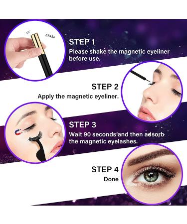 EARLLER 5 Pairs Natural Magnetic Eyelashes with Eyeliner Kit | 3D & 5D Reusable Dramatic Lashes - Buy Online on GoSupps.com