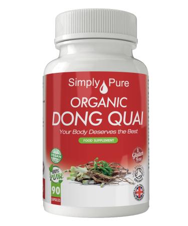 Simply Pure Organic Vegan Dong Quai Capsules x 90 100% Natural Soil Association Certified 500mg Gluten Free and GM Free - Buy Online on GoSupps.com