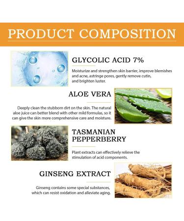 Glycolic Acid 7% Toning Resurfacing Solution Glycolic Sour 7% Toner Moisturize & Strengthen Skin Exfoliating Glycolic Acid 7% Toning Solution Glycolic Acid Toner Skincare Hyaluronic Acid Serum 100ML*2 - Buy Online on GoSupps.com