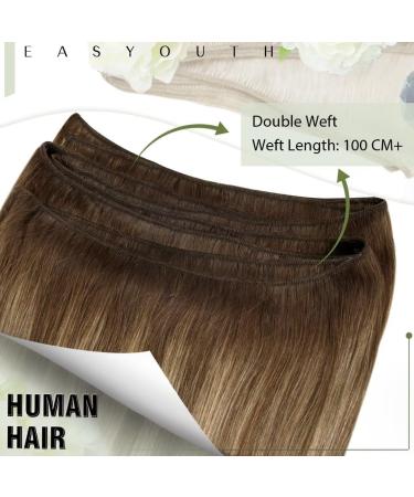 Easyouth Balayage Weft Hair Extensions Real Human Hair Ombre Brown to Blonde 12 Inch Sew-in 70g 3-Weft #4/27/4 - Buy Online on GoSupps.com