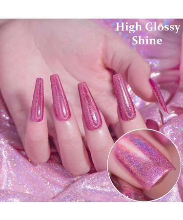 Holographic Nail Varnish - Chrome Nail Polish - Red Shimmer Glitter Polish - Air Dry Rainbow Reflective Laser Nail Varnish - No Need UV Lamp Long Lasting Gifts For Women Girl - Buy Online on GoSupps.com
