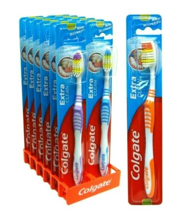 Colgate Extra Clean Medium Toothbrush - 12 Pack Multi-Coloured | International Shipping Available - Buy Online on GoSupps.com