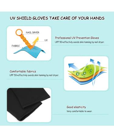 2 Pairs Women's Anti-UV Fingerless Gel Manicure Gloves - Black Hand Protection for Nail Design & Drying - One Size - Buy Online on GoSupps.com