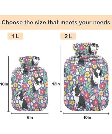 NAANLE 1L Floral Pattern Hot Water Bottle - Pug Design for Pain Relief & Warm Therapy | Transparent & Versatile Bed & Hand Warmer - Buy Online on GoSupps.com