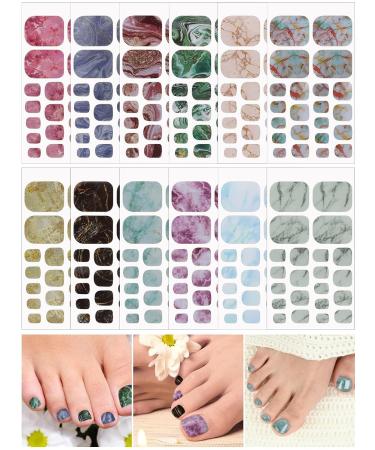 Kalolary Self-Adhesive Nail Film Stickers - 12 Sheets Marbled Nail Art Designs for DIY Manicure & Fashion Decor - Buy Online on GoSupps.com