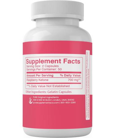 Pure Raspberry Ketones (100 Capsules) - Original Ingredients, Lab Verified, No Additives - Buy Online on GoSupps.com