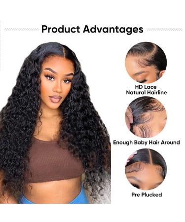 ALIMICE 22 Inch Deep Wave Lace Front Human Hair Wig for Black Women | Wet & Wavy HD Lace Frontal Wig with Natural Hairline & Baby Hair | Pre Plucked | 180% Density - Buy Online on GoSupps.com