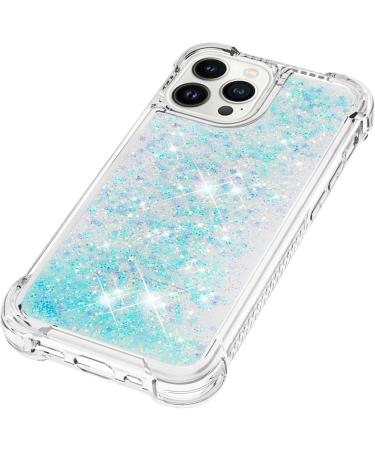 Tivenfezk Nadoli Glitzer Treisand Shell for iPhone 15 Pro Max - Shockproof Silicone & Transparent TPU Quicksand Case - White Blue Protective Cover - Buy Online on GoSupps.com