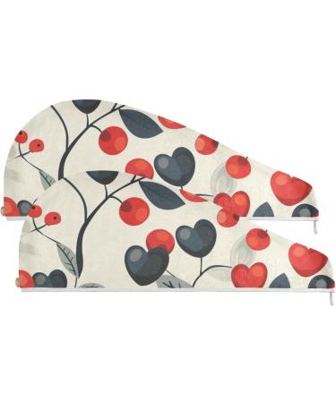 Red Black Heart Leaf Hair Towel 2 Pack | Super Absorbent Quick Dry Hair Turban for Women & Girls - Buy Online on GoSupps.com