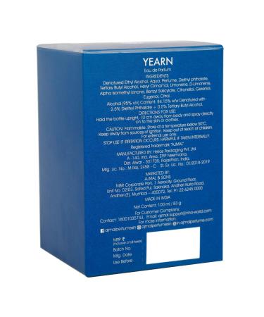 Yearn Eau De Perfume Aquatic Perfume 100 Ml Men Spray - Buy Online on GoSupps.com