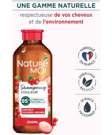 Natur Moi - Sulfate-Free Color Shampoo - Care for Colored and Highlighted Hair - Redcurrant Organic Grape Seed Oil - 95% Natural Origin - 250 ml - Made in France - Buy Online on GoSupps.com