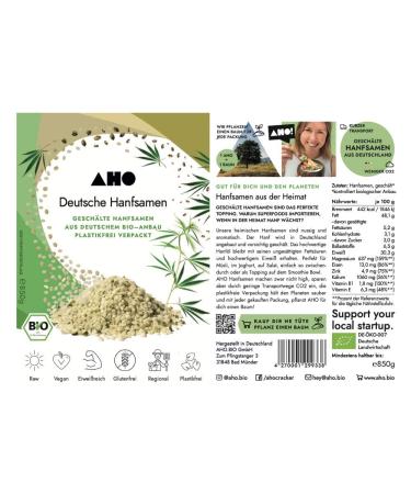 Buy AHO Organic German Hemp Seeds 850g | Raw Food Quality | Vegan & Plastic-Free | Poified Hemp Seeds - Buy Online on GoSupps.com
