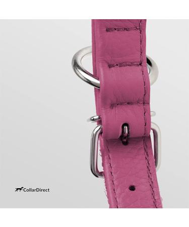 Collardirect Handmade Soft Padded Round Leather Dog Collar - Real Leather for Small & Large Pets - Adjustable 23-28 cm - Available in Black Pink Red Purple Blue - Buy Online on GoSupps.com