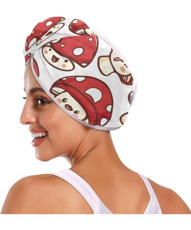 Super Absorbent Red Mushrooms Hair Towel 2 Pack | Quick Drying Turbans for Women & Girls - Perfect for Fast Hair Drying - Buy Online on GoSupps.com