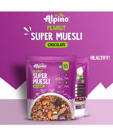 ALPI NO Chocolate Super Muesli Nuts & Cookies - 70% Whole Grains & Chocolate Oats 13% Nuts & Cookies - High in Protein Source of Fibre Breakfast Cereal (400 G) - Buy Online on GoSupps.com