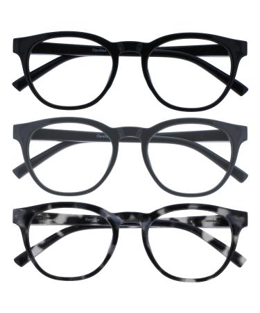 Opulize Blu - Reading glasses Blue light filter 3 Series Pack Cool Radio Share hinges improve the sleep computer gaming reflective men BBB5-137 +2.00 diopters black / gray / gray black turtle