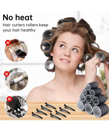 Kouclaa 31 Pcs Black Hair Roller Set Hair Rollers With Clips 3 Size(64mm 48mm 36mm) 18 Pcs Rollers for Hair Volume and 12 Hair Clips and 1 Comb Hair Rollers for Long Hair Medium and Short Hair Black(64mm 48mm 36mm) - Buy Online on GoSupps.com