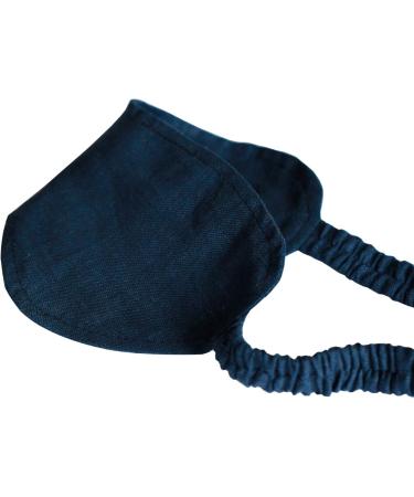 S VICTORY SYMBOL 100% Pure Linen Sleep Eye Mask Blindfold Set of 3 - Navy | Soft Lightweight Eye Blinder for Sleep & Travel - Buy Online on GoSupps.com