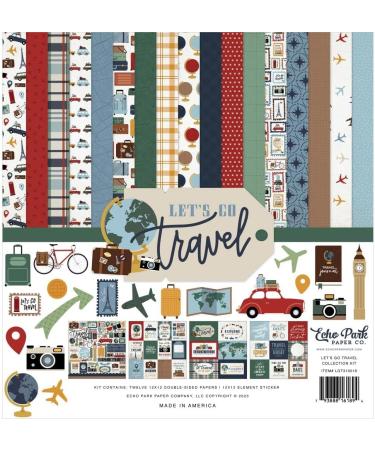 Echo Park Let's Go Travel 12x12 Collection Kit + Solid Paper Pack Bundle - Buy Online on GoSupps.com