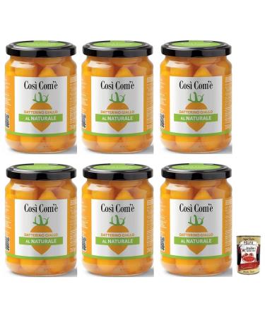Italian Gourmet E.R. Cos Com' Datterino Giallo al Naturale Lot de 6 tomates jaunes naturelles en verre de 350 g + bo te de 400 g
