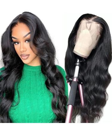 30 Inch HD Transparent Human Hair Lace Front Wigs Brazilian Body Wave Human Hair 13×4 Lace Wigs With Baby Hair Pre Plucked for Black Women 180% Density Natural Black Hairline (30 inch, Natural Color Body) 30 Inch Natural C…