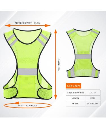Reflective Safety Running Vest for Men and Women - Nighttime Running Gear - Mesh Yellow - 1 Pack - Buy Online on GoSupps.com
