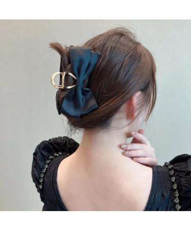 Fovolat Bow Clips | Hair Clamp Aesthetic Satin Big Hair Bows Large Claw Clips Hair Barrettes for Thick Thin Curly Hair Black - Buy Online on GoSupps.com
