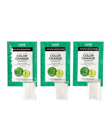 Kiss Quick Cover Natural Herbal Color Change Shampoo 3 Pack - Natural Black - Buy Online on GoSupps.com