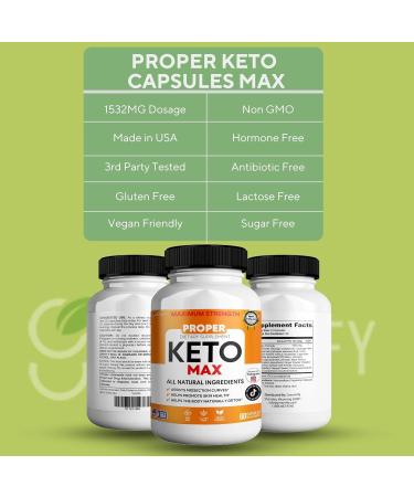 GREENVIFY Proper Keto Max Dietary Supplement Maximum Strength All Natural Ingredients 60 Capsules 30-Day Supply Supports Skin Health and Natural Detox (3) - Buy Online on GoSupps.com