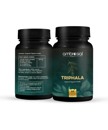 Buy Ambrosial Triphala - Vegan Digestive Support with Amla Haritaki & Bibhitaki | 60 Capsules Rich in Vitamin C & Antioxidants - Buy Online on GoSupps.com
