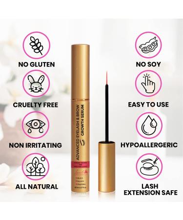 Advanced Eyelash & Brow Growth Serum - 6 month Supply for Length, Volume & Thickness | Biotin, Peptides, Keratin | Promotes Lush, Healthy & Thick Lashes - Buy Online on GoSupps.com