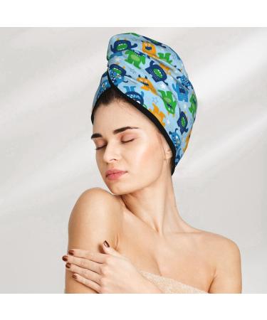 Hair Towel Wrap - Quick-Dry Cartoon Monster Turban | Soft Hair Drying Towel with Button - Buy Online on GoSupps.com
