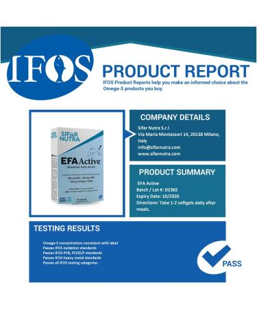Sifar Nutra EFA Active | 5 Star IFOS | VivoMega Fish Oil | 720mg Total Omega-3 | 396mg EPA + 264 DHA | Triglyceride Form | 30 Capsules - Buy Online on GoSupps.com
