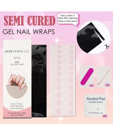 Semi Cured Gel Nails Strips 22 Stickers Nail Wraps Soft Self-Adhesive Gel Nail Stickers Salon-Quality Glitter Gel Nail Strips for Nails Manicure Require UV/LED Lamp (24-Starlight at Sea) - Buy Online on GoSupps.com