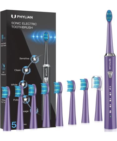 Electric sound toothbrush for men - electrical toothbrush for adults with 8 heads 5 modes and 2 minutes timer electric toothbrush waterproof IPX7 violet H7 - Buy Online on GoSupps.com