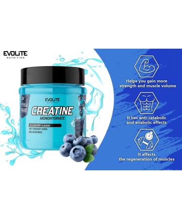 Evolite Nutrition Creatine Monohydrate 500g - Blueberry Flavor Creatine Powder for Pre Workout Boost - Premium Quality Creatine with Taurine - Buy Online on GoSupps.com