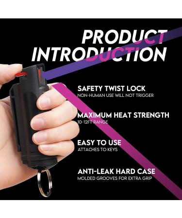 Aimhunter Max Strength OC Pepper Spray | Quick Release Finger Grip | 10ft Range | 25 Bursts | BLACK - Buy Online on GoSupps.com