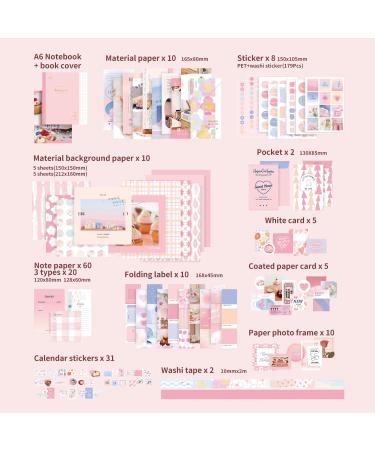 348 Pcs Pink Cute Kawaii Scrapbooking Kit for Bullet Journaling & DIY Crafts - A6 Grid Notebook & Stationery Set for Teen Girls, Kids & Women - Buy Online on GoSupps.com