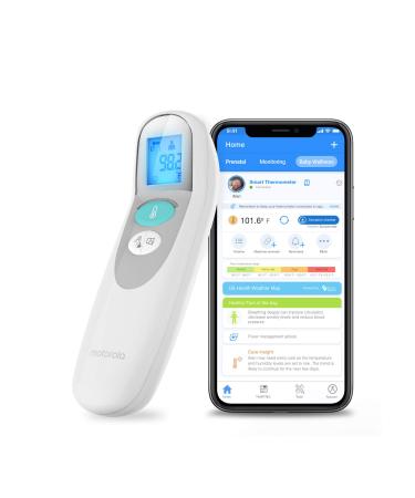 Motorola MBP75SN Care+ Non-Contact Smart Forehead & Liquid Baby Thermometer - Digital Handheld Clinical Device for Kids & Adults - Touchless Quick & Accurate Temperature Reader - Large LCD Display