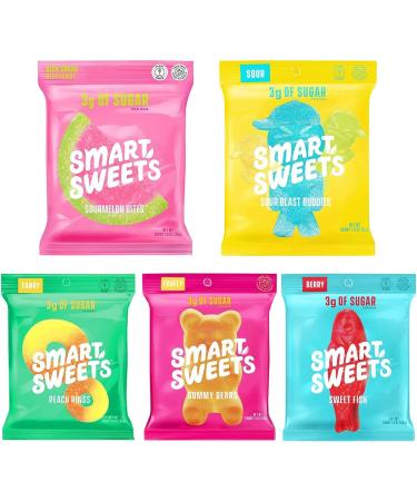 10 Pack Variety Candy with Low-Sugar (3g) & Low Calorie (80) 2 of Each Flavour Included: Peach Sweet Fish Sour Buddies Fruity Bears Sourmelon Bites  - Buy Online on GoSupps.com