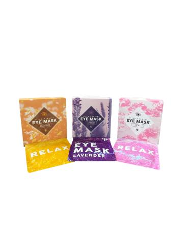 SELF-HEATING EYE MASKS LAVENTER ROSE AND CHAMOMILE SCENTED FOR MIGRAINES STRESS RELIEF DARK CIRCLES INFLAMMATION FROM ALLERGIES.