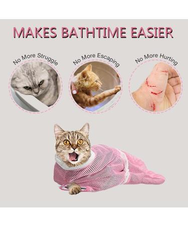Cat Shower Net Bag Cat Bath Bag Breathable Multifunctional Adjustable Anti-Bite and Anti-Scratch Restraint Bag Cat Grooming Bag With cat comb and grooming brush for Bathing/Nail Trimming/Ear Clean - Buy Online on GoSupps.com