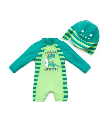 BONVERANO Baby Boy One Piece Long-Sleeved Clothing UV Protection 50+ Swimsuit with One Zip Gr ne-dinosaurier 24 Months